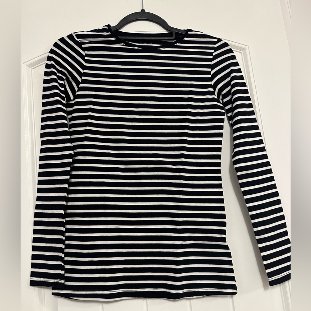 Primark black and white striped long sleeve t-shirt